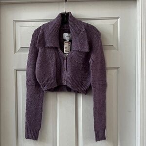 Pistola Purple Cropped Cardigan